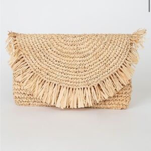 Straw Fringe Clutch Bag